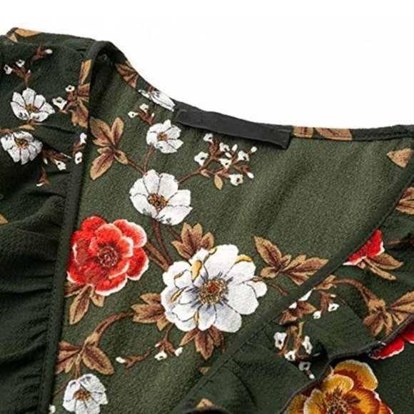 NWT Floral Keyhole Plunge V Wide Leg Jumpsuit - Picture 7 of 7